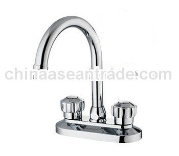 Contemporary Chrome Double Handle Kitchen Tap