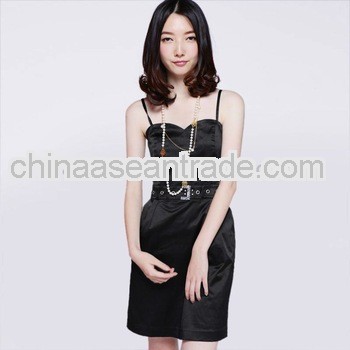 Corset Dress with Cute Diamond Belt Black