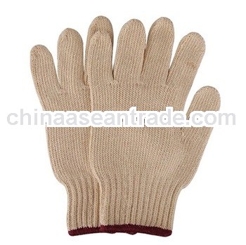 Cotton yarn knitted plain white gloves
