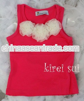 Cream Rosettes with Baby Hot Pink Tank Tops Pettitop 3-12M IDZ4