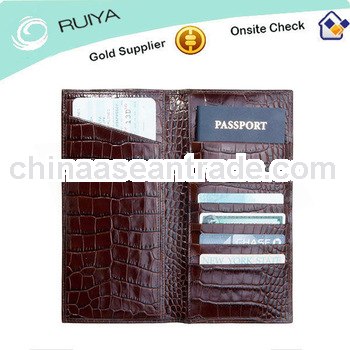 Crocodile grain leather passport holder
