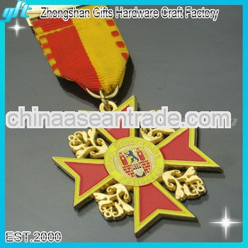 Custom Metal Gold Medal With Ribbon GFT-M0175