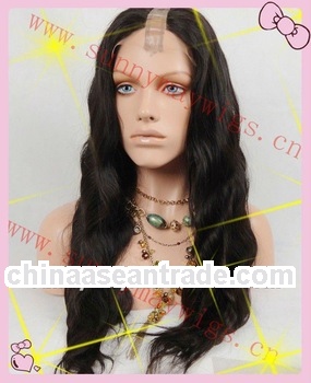 Custom Peruvian human hair(3.5"*0.4") u part wig body wave full lace wigs