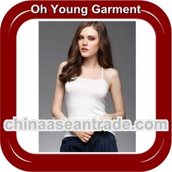 Custom Women's 100% Cotton Plain White Sleeveless Tank Top Wholesale Cheap