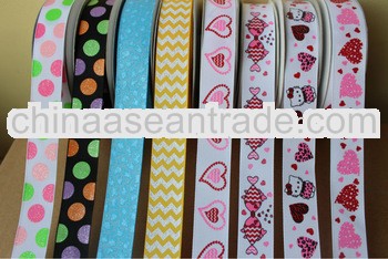 Custom glitter Printed ribbons 22mm
