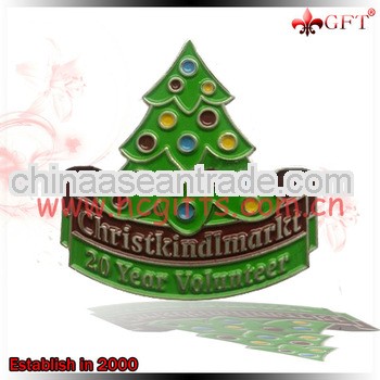 Custom metal christmas tree lapel pin/enamel christmas lapel pin