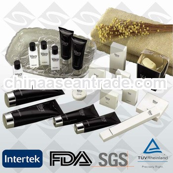 Custom products for the bathrooms including soap, shampoo and shoes