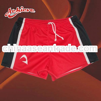 Custom rugby red bright shorts with 100% polyester