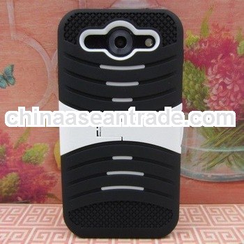 D1611 Black White Rugged Impact Hard Hybrid Stand Cover Case for LG Optimus G Pro E980