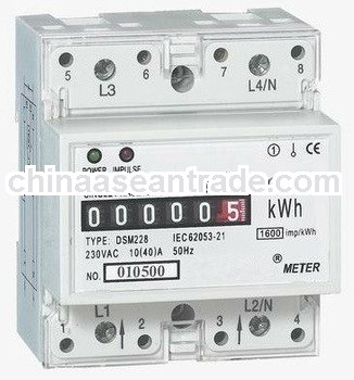 DDM100S Single-phase Two-wire Electronic DIN-rail Active Energy Meter (4-Pole, Cyclometer Display)