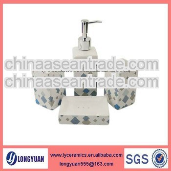 Decal ceramic square bathroom set