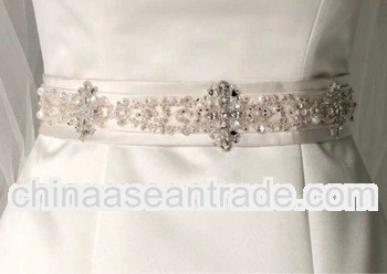 Diamond Swarovsk Crystal Satin Belts and Sashes with Shiny Beadwork Embellishment