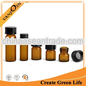 Different Size Amber Glass Vials With Black Cap
