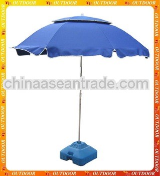 Double layer aluminium pole fiberglass ribs beach umbrella