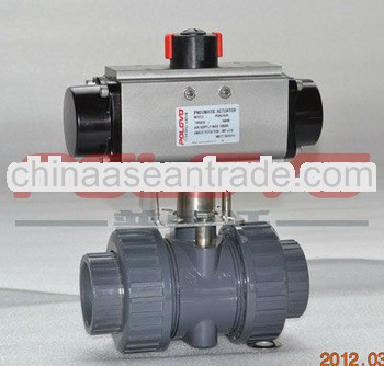 Double union upvc plastic pneumatic ball valve