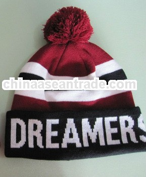 Dreamers unisex winter warm and soft jacquard beanie with top pom pom