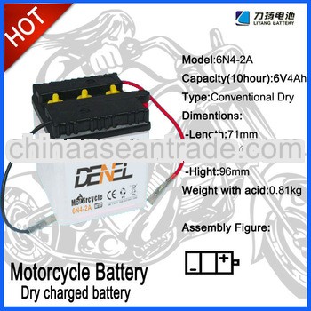 Dry Charged Motorcycle Battery 6V 4AH 6N4A-4D