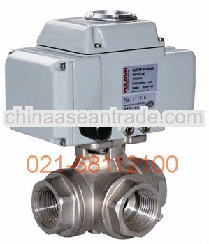 Electric actuated 3 way stainless steel internal thread ball valve