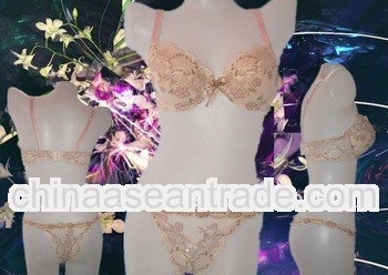 Elegant Big Flowers Printing Lace Design Girl's Bra G-string