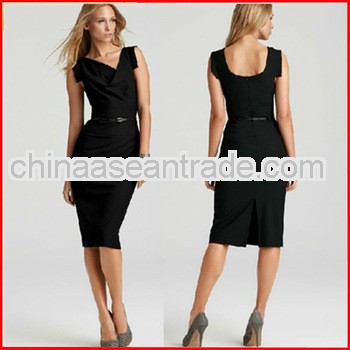 Elegant office dress for ladies fashion formal dress with belt