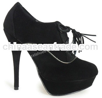 Elegant women ankle boot lace up fashion women boot black suede