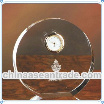 Engraved Glass Circle Clock For Desktop Gifts