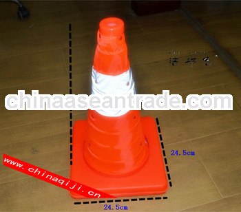 European anti-collision reflective flexible safety orange traffic cone with LED light for sale
