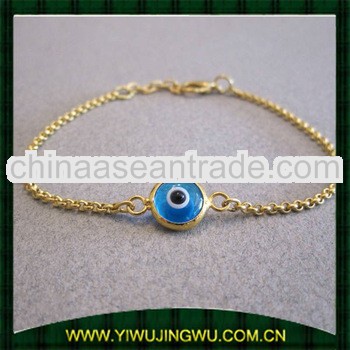 Evil Eye Bracelet For Baby,Blue Crystal Gold Plated Chain (JW-G12638)
