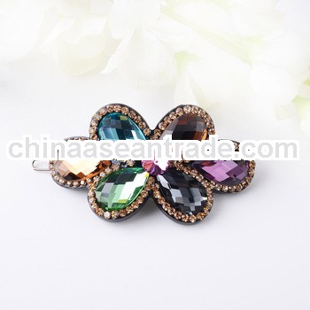 F04937 Women's Fine Hair Accessory: Acrylic Zircon Bowknot Hairpin Bobby Pin Tears Crystal Clip 