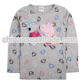 F4259#gray 18M-6Y Soft and breathable tshirt girl micky heart printed peppa pig top