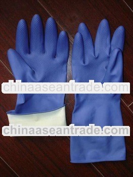 FDA/CE/ISO Hot selling flocklined household latex gloves rubber disposable long cuff gloves,in home 