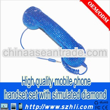 Fabulous shining rubber paint mobile phone handset decorated with simulated diamonds