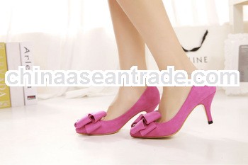 Fancy women big bow women high heel pointed to lady dress shoes