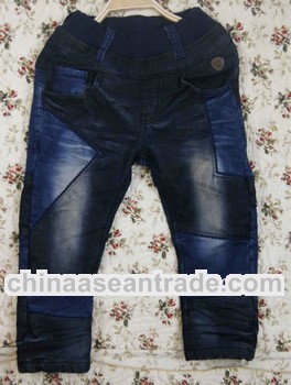 Fashion Patchy Style Denim Mix Trousers