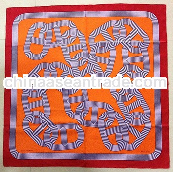 Fashion designer printed square silk head wrap scarf