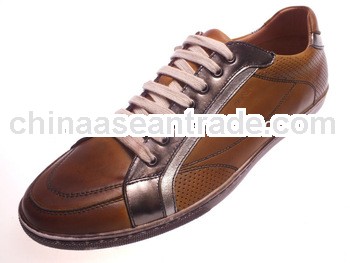 Fashion genuine leather sneakers for men lace-up 2014