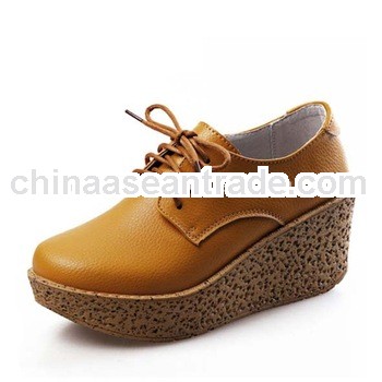 Fashion leather shoes with platform pu sole