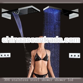 Fashionable 230*554*30mm shower dual head waterfall rainfall showers led