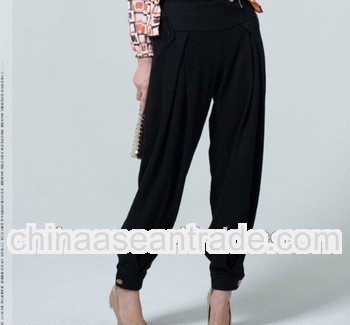 Fashionable Korea Comfortable Buttons Long Pants Black GX12090301