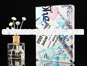 Flower Pattern PU Leather Case with Stand for The New iPad