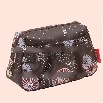 Flower pattern cute small nylon zipper cosmetic bag