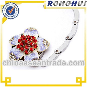 Flower shape purse hanger/bag hanger with diamond for ladies