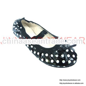 Foldable Dot Leather Ballerina Baby Shoe