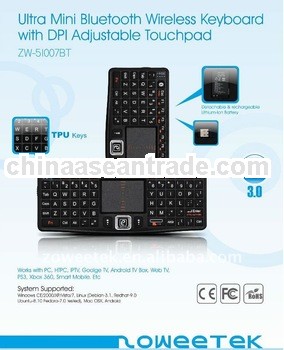 For PS3 & Smart TV 2.4G Ultra Mini Wireless Backlit Keyboard with Touch Pad