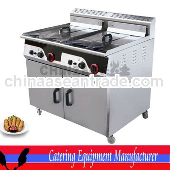 Free Standing Gas Fryer with Cabinet 2-Tank 4-Basket GZL-92