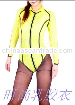 Free shipping latex WETSUITS sleeved leotard tights pure latex latex clothing movement piece cosplay