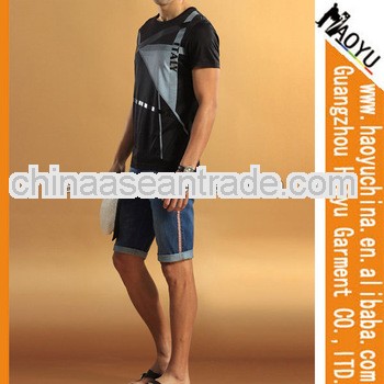 Funky Full Embroidery Raw Wash Men Jeans Denim Pants fashion denim shorts (HYMS90)