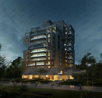 Garden View of Hotel 3d Design Drawing