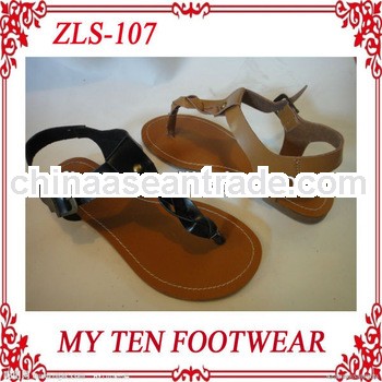 Genuine Leather Flat TPR Sole Branded Sandals For Women