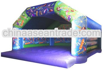 Giant bouncy castle with colorful balloon printing